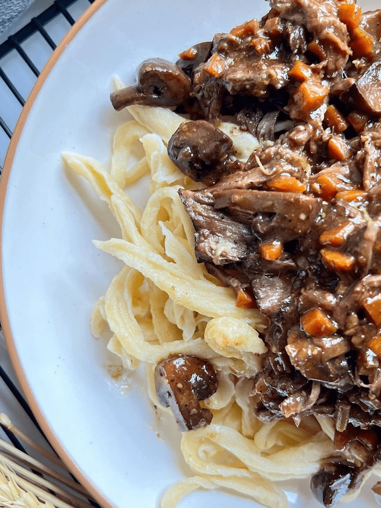 German Spaetzle with Mushroom Sauce - Jägerspätzle