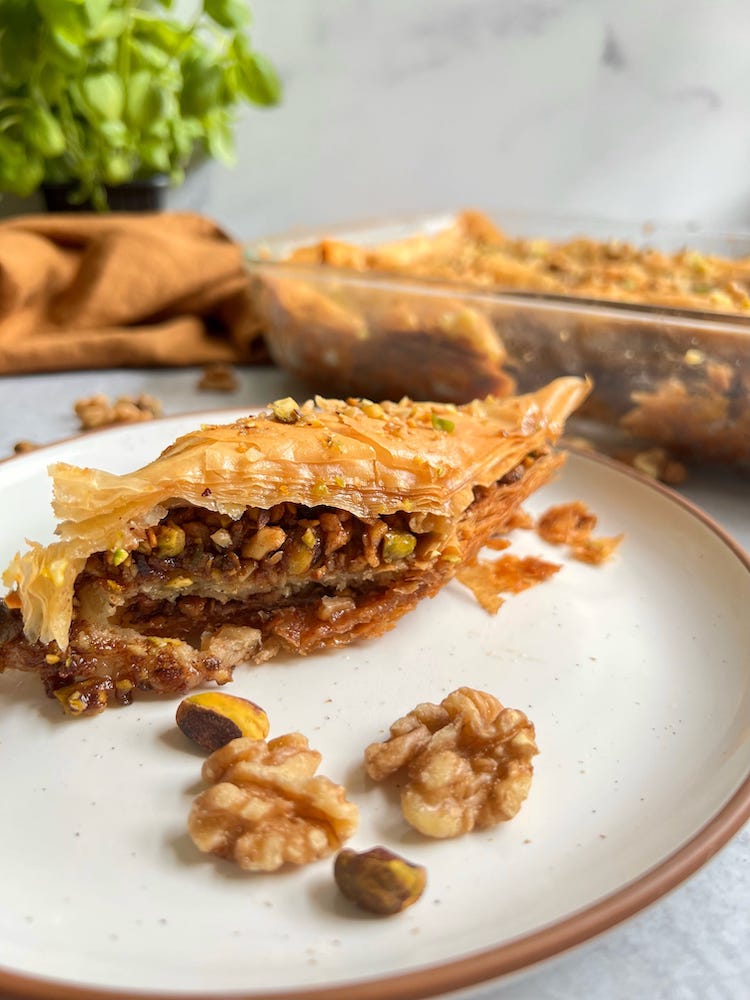Traditional Baklava piece on a plate