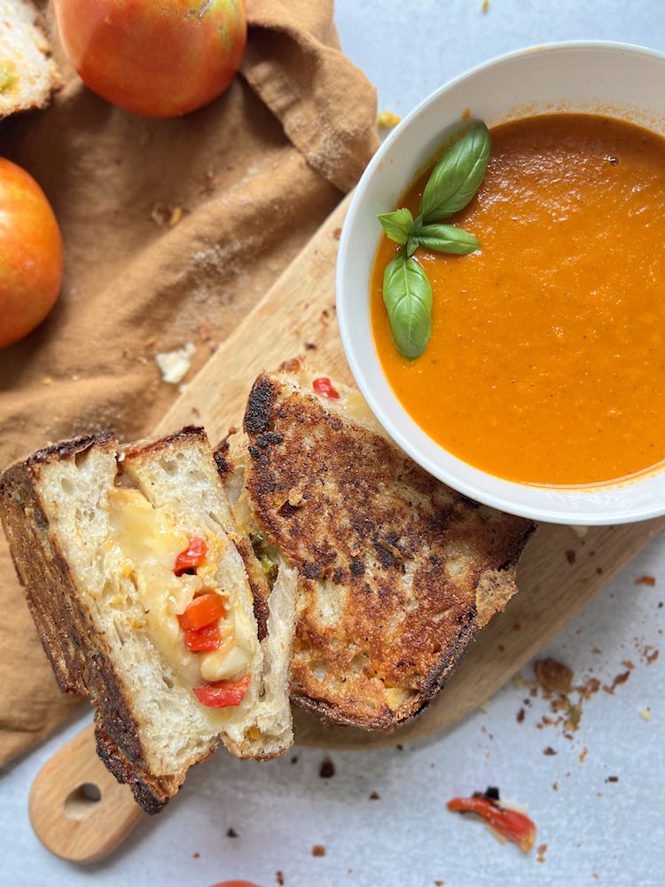 Smoky Tomato Soup served with Grilled Cheese