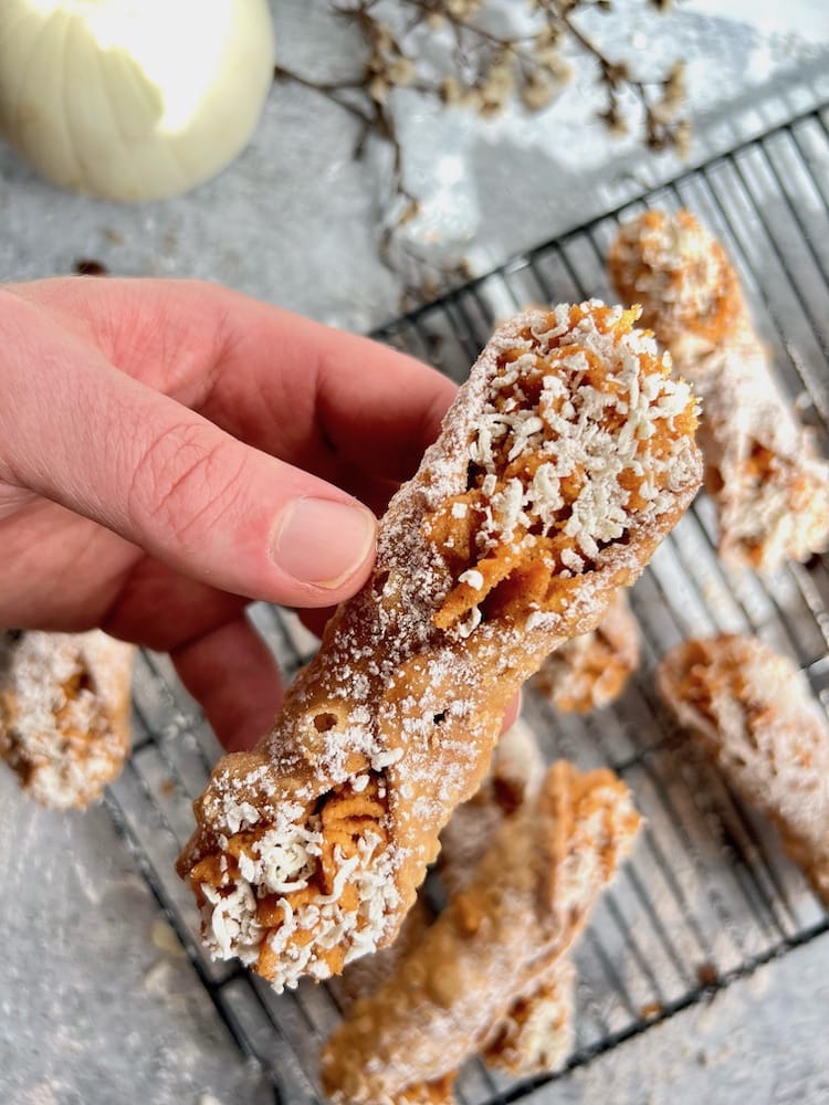 Pumpkin Cannoli held in hand