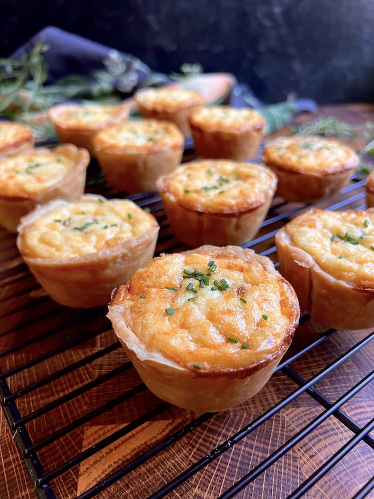 Mini Quiche on a cooling rack